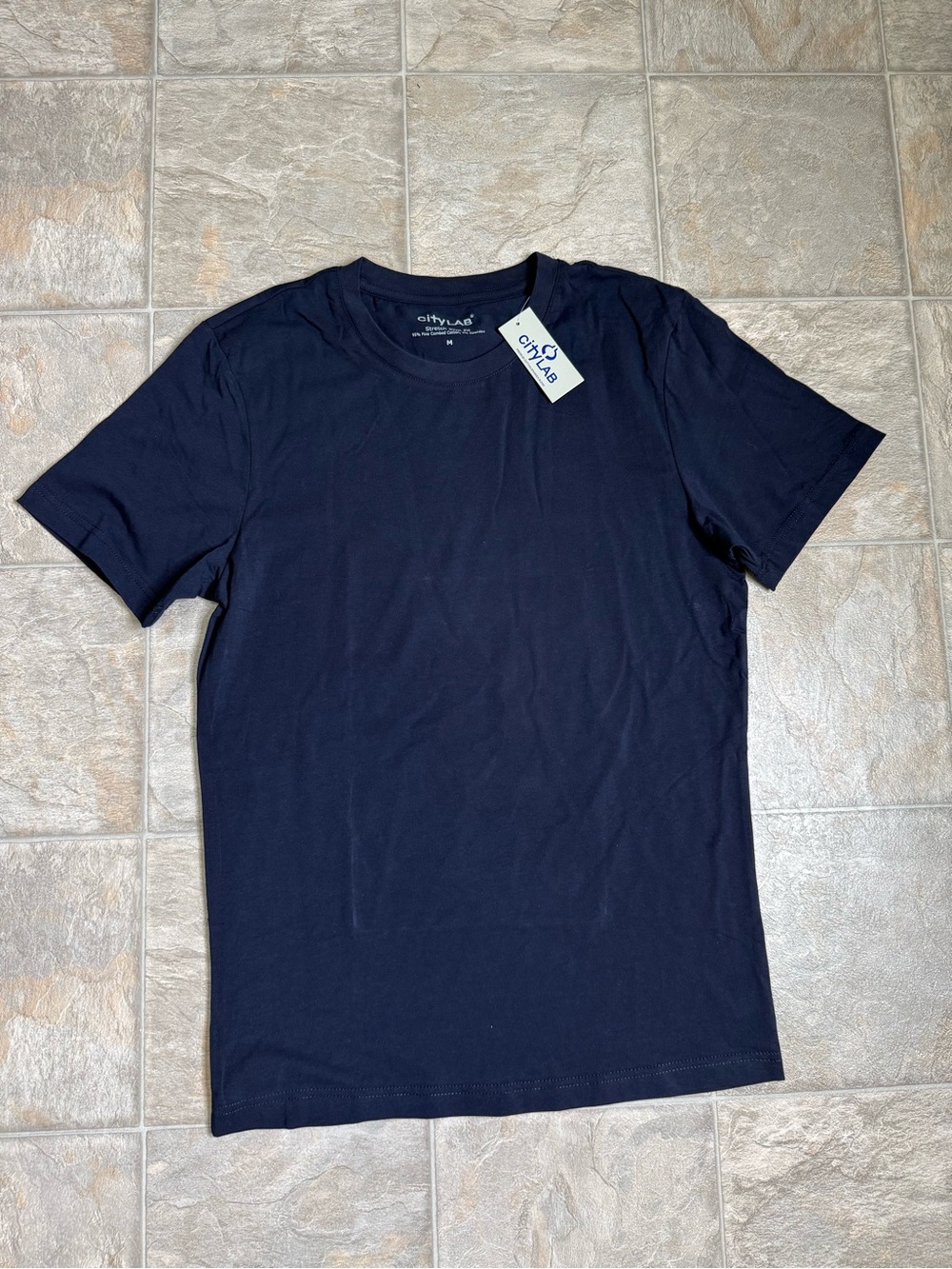 City Lab Stretch Slim Fit Tshirt Mens Size Medium Navy Blue NWT